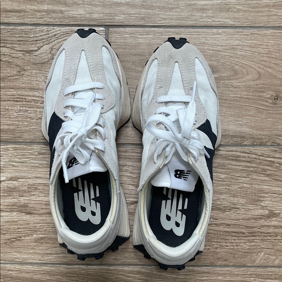 New Balance 327 White & Black Retro Runner Sneakers - Picture 2 of 6